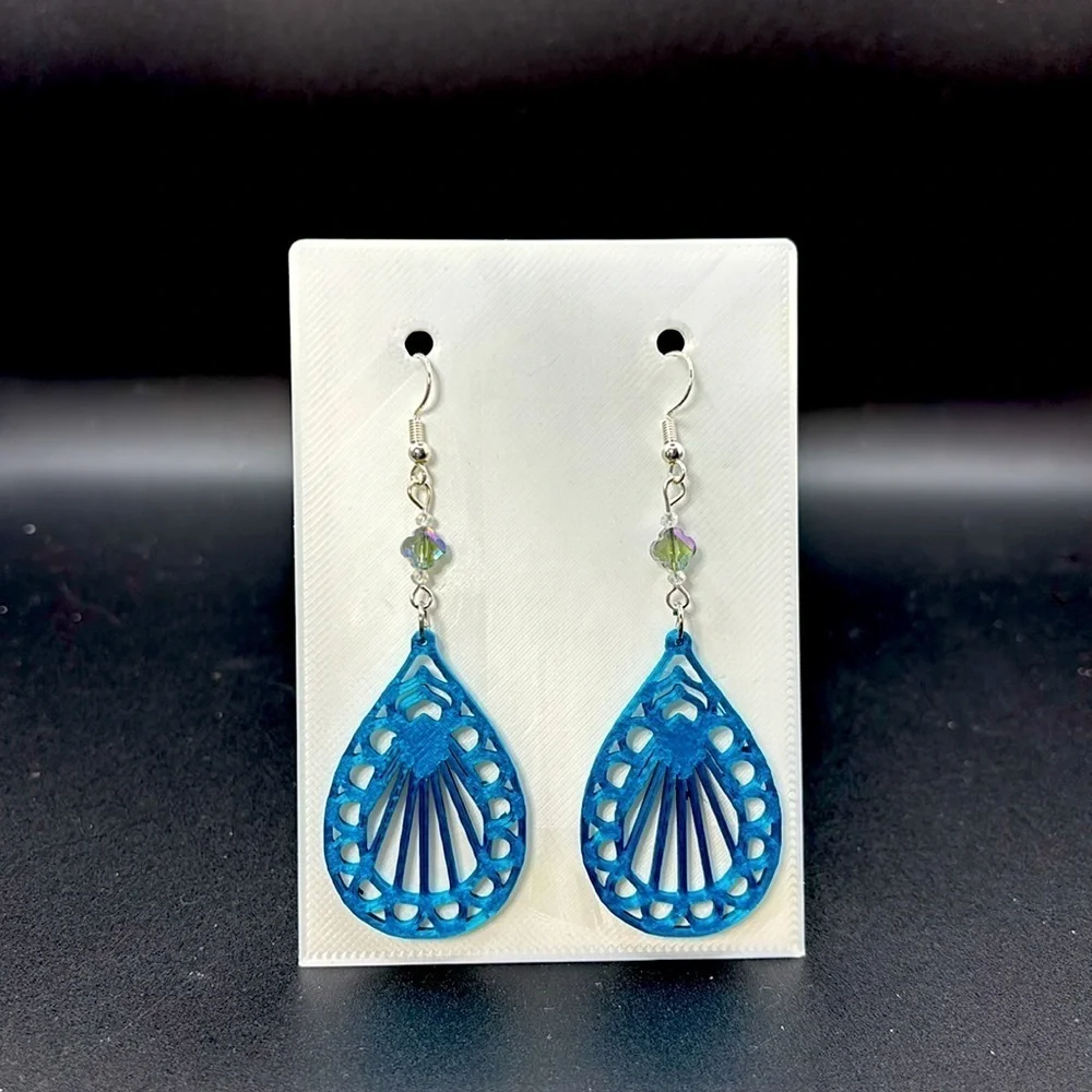 Handmade Teal Earrings with Silver Accents